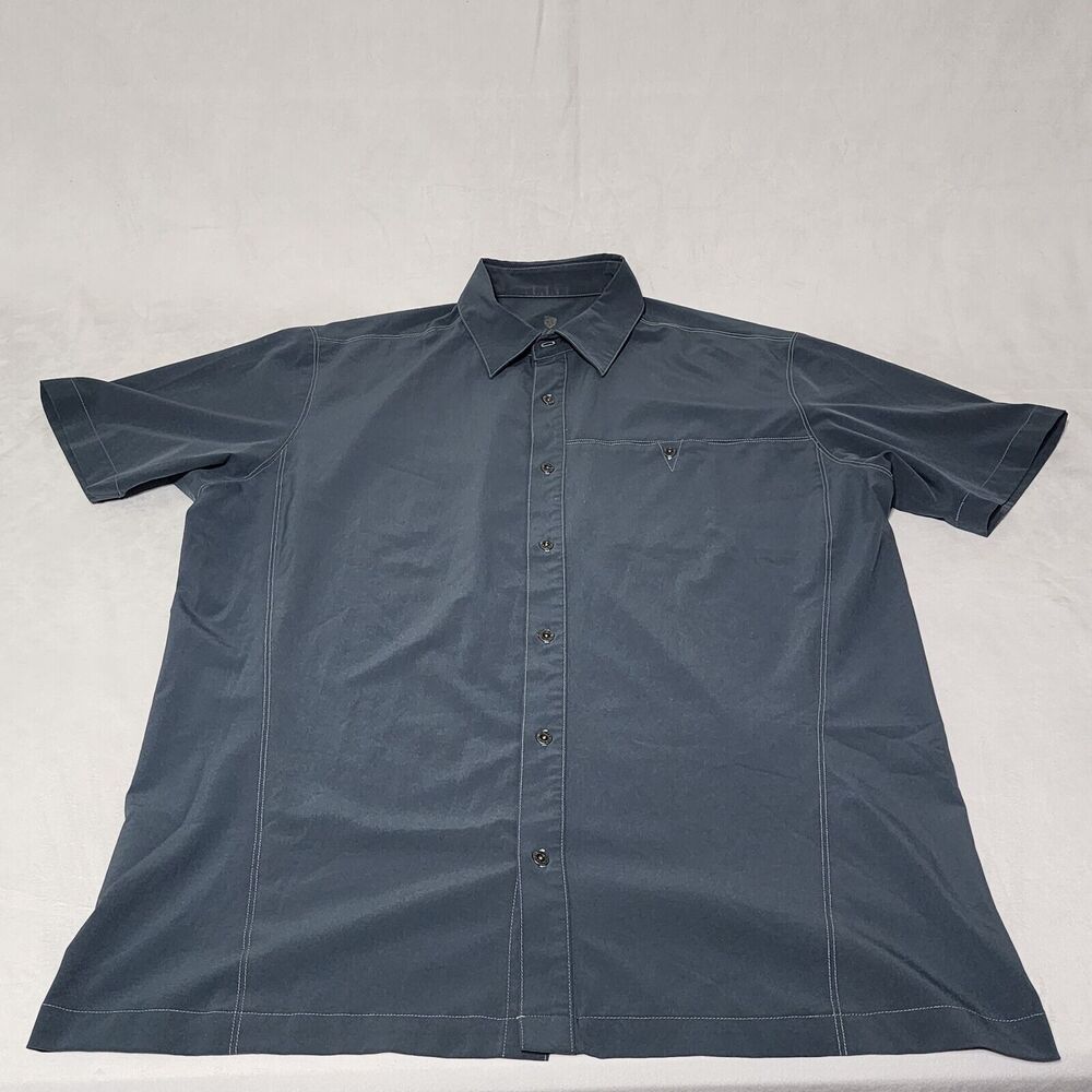 Kuhl TuffleX Shirt Mens Large Solid Gray Button Up Wicking Stretch Casual